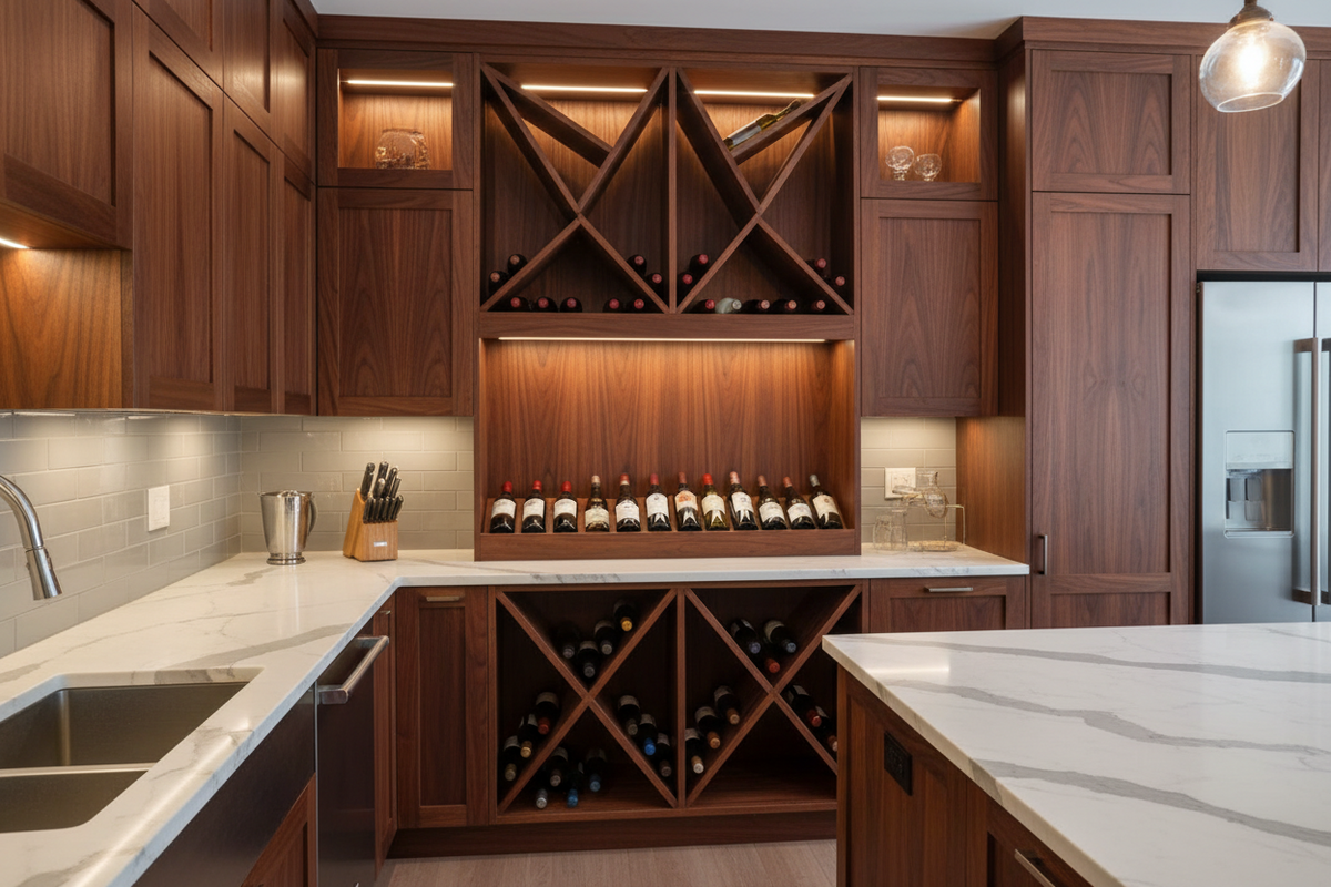 Custom Cabinet and Wine Rack Design | Modern Kitchen Wine Storage Ideas ...