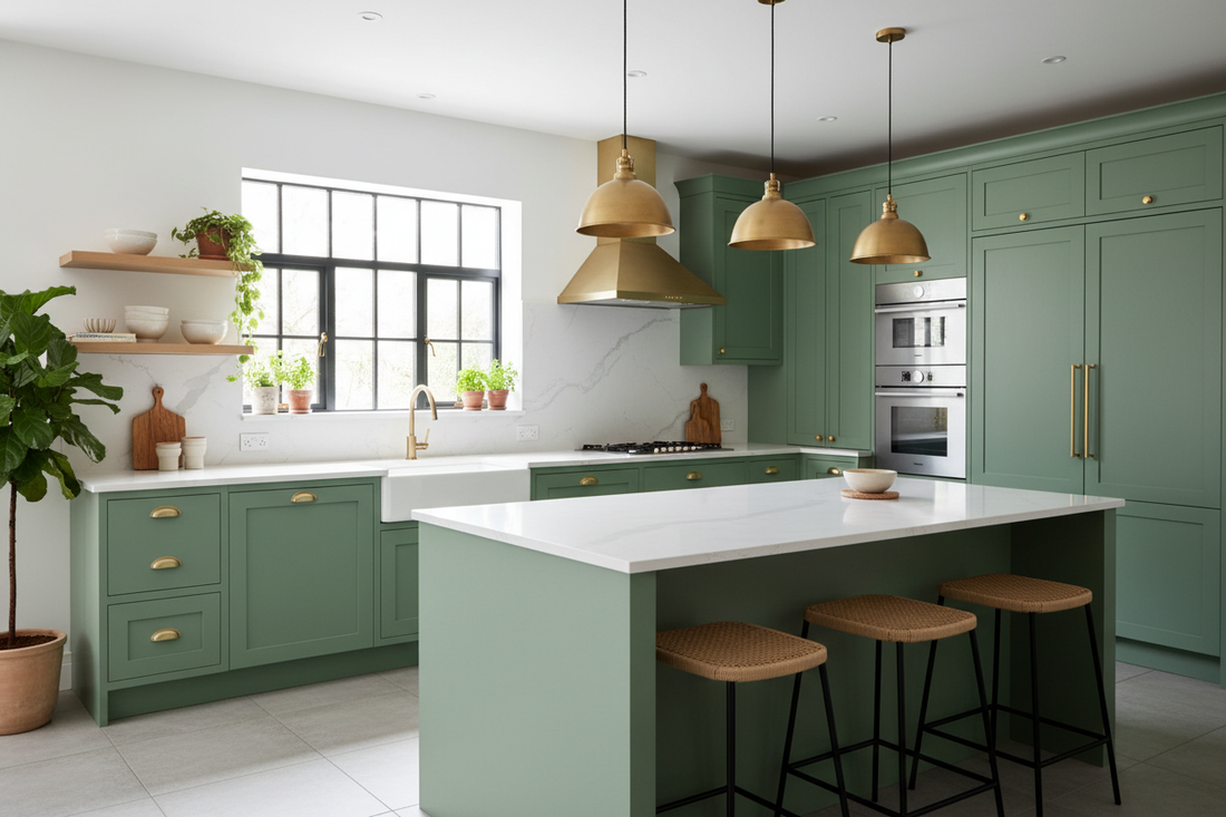green kitchen cabinets