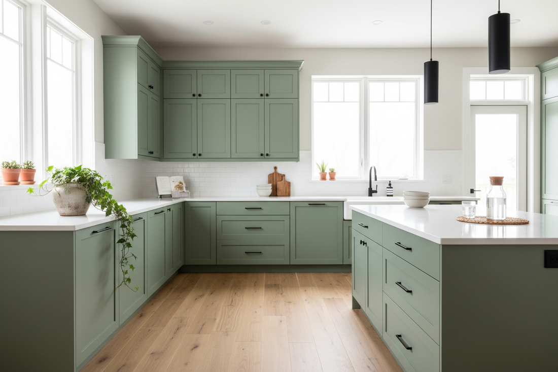 green kitchen cabinets