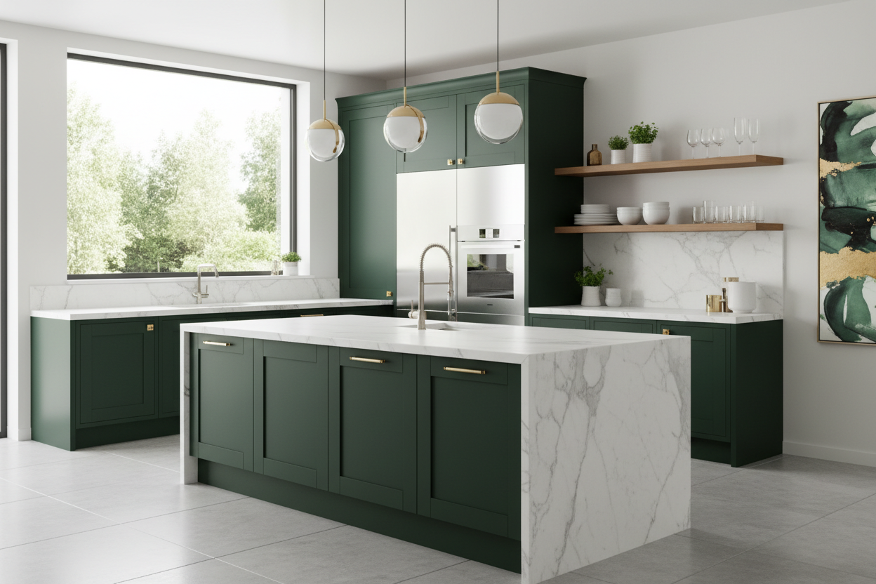 green kitchen cabinets