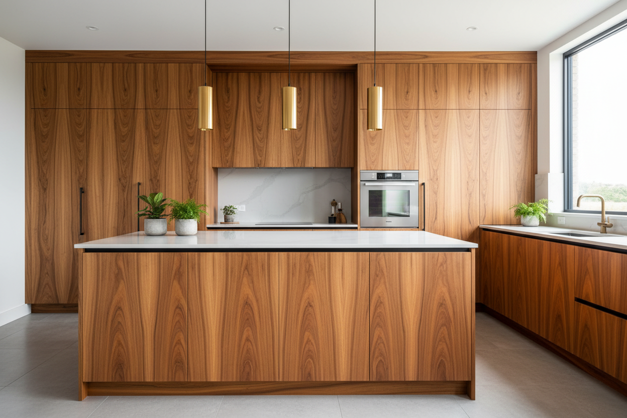 wood veneer kitchen cabinets